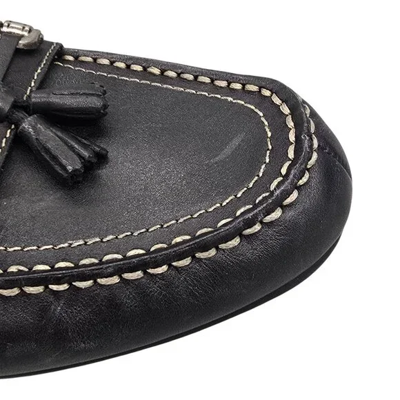 Womens Mootsies Tootsies Black Leather Loafers Flats Size 10W Comfort Slip On - Picture 7 of 12